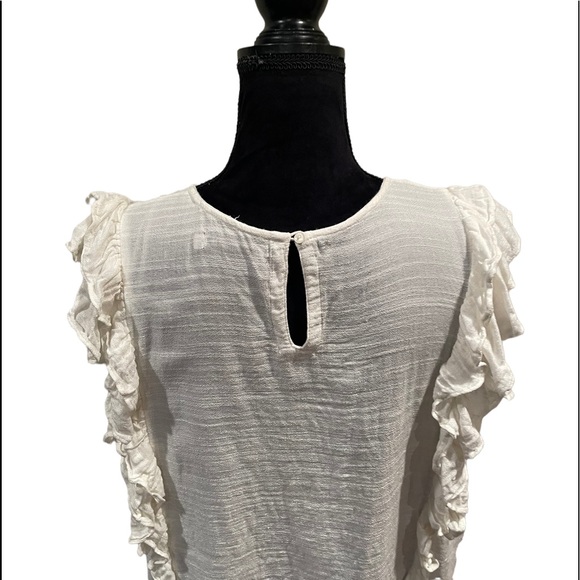 Tiffosi cream sleeveless crepe fabric ruffle accent bohemian top extra large - Picture 6 of 12